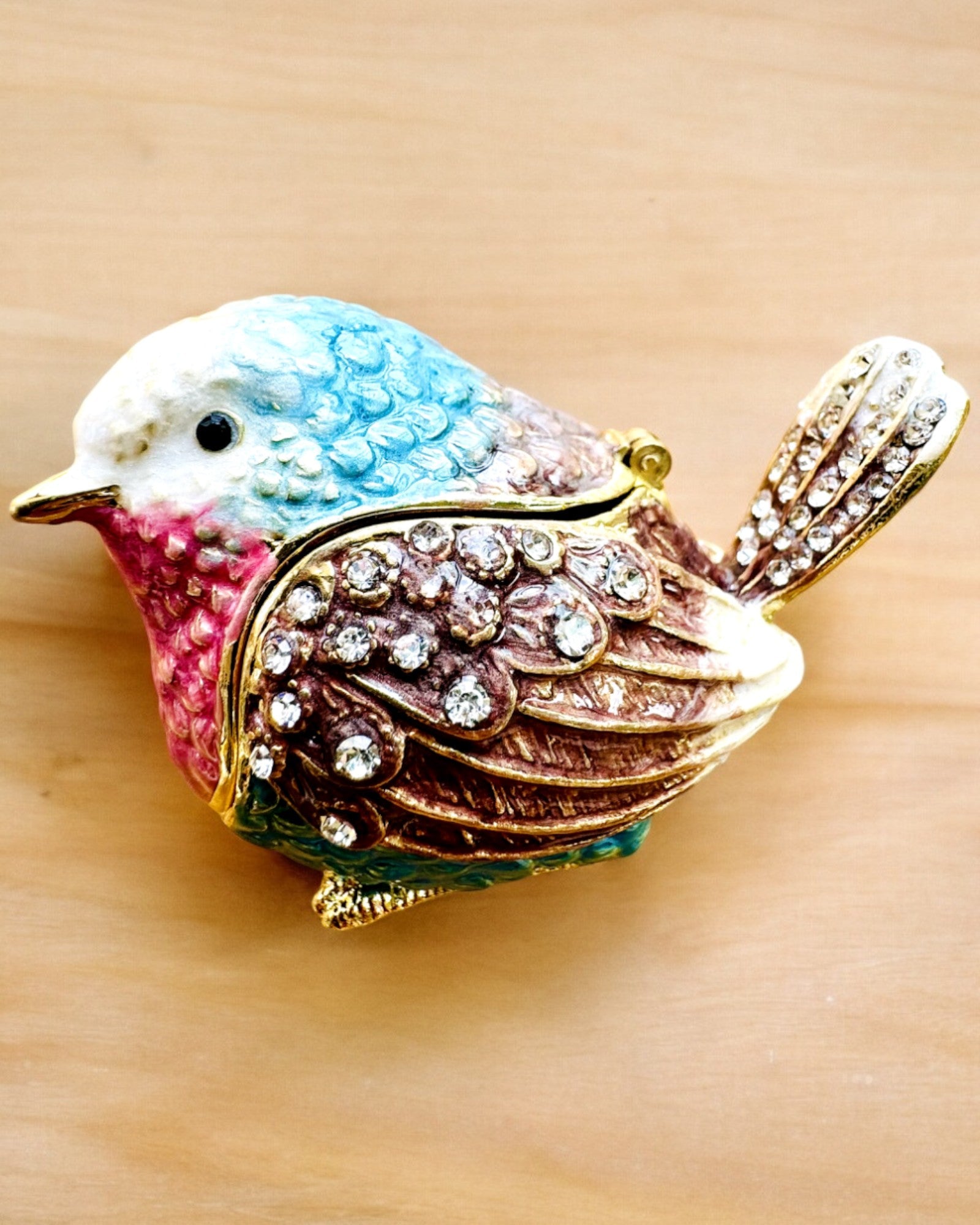 Moineau Coloré avec Gravure - Adorable Cachette pour Trésors