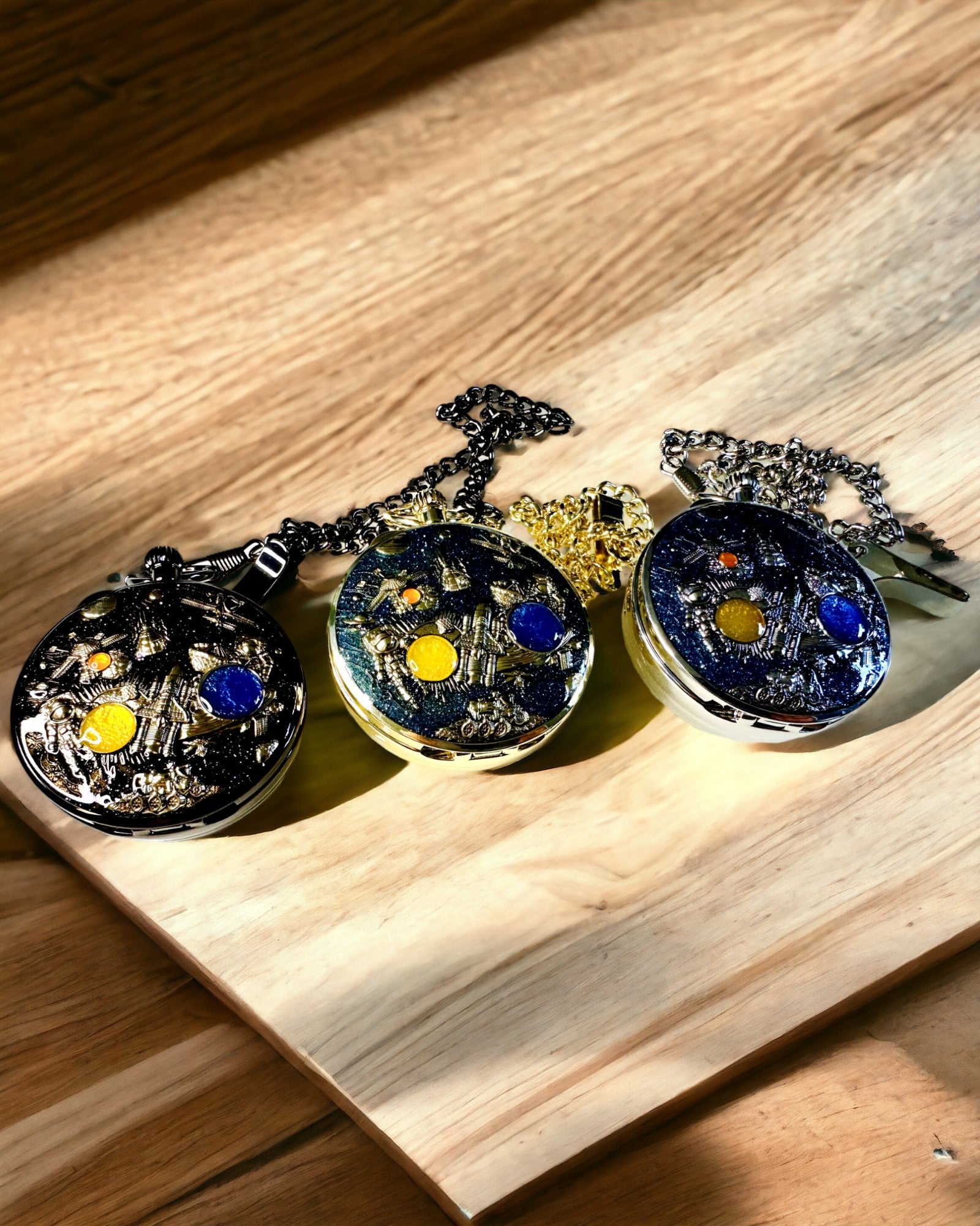 Montre de poche "Astrum Temporis" - Cadre argenté. Possibilité de personnalisation par gravure