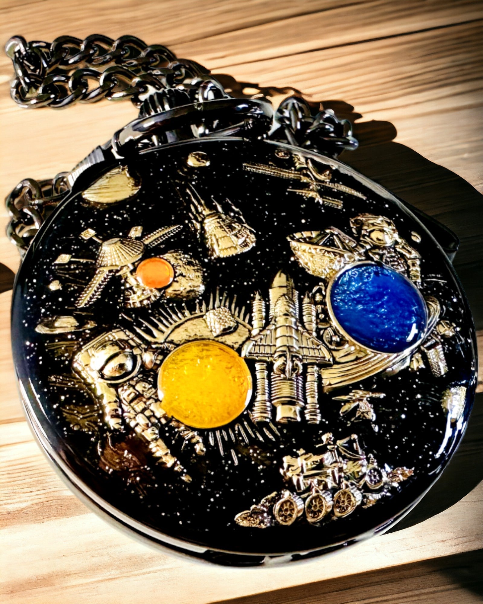 Pocket watch "Astrum Temporis" - Silver frame. Customizable with engraving.