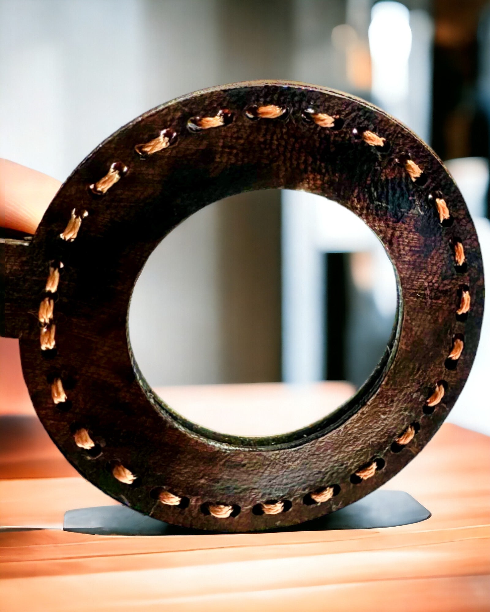 Indiase Artefact Vergrootglas, lederen, handgemaakt - mogelijkheid tot personalisatie met gravure