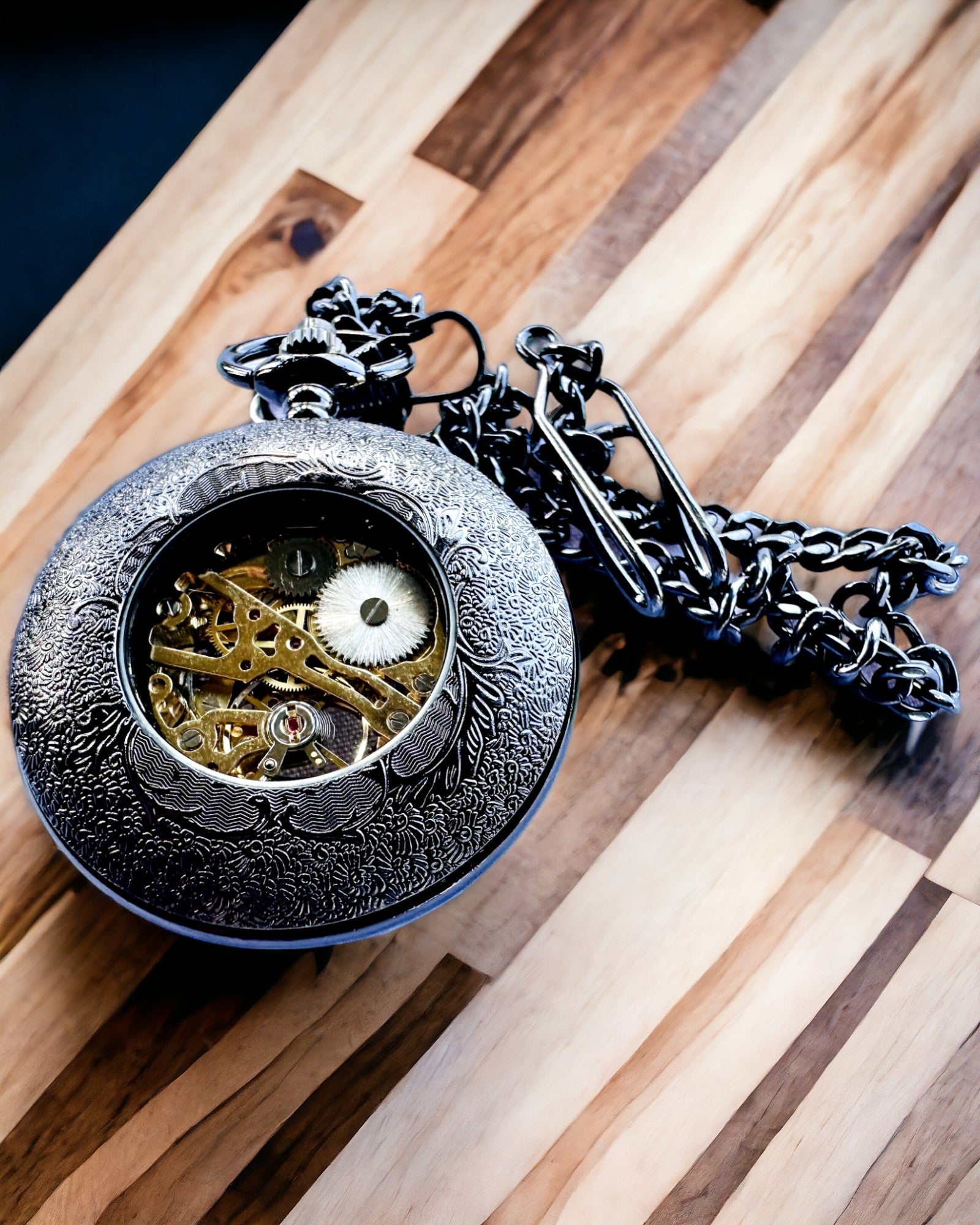 Pocket Watch "Eterna Elegance", personalized gift, engraving. Black color