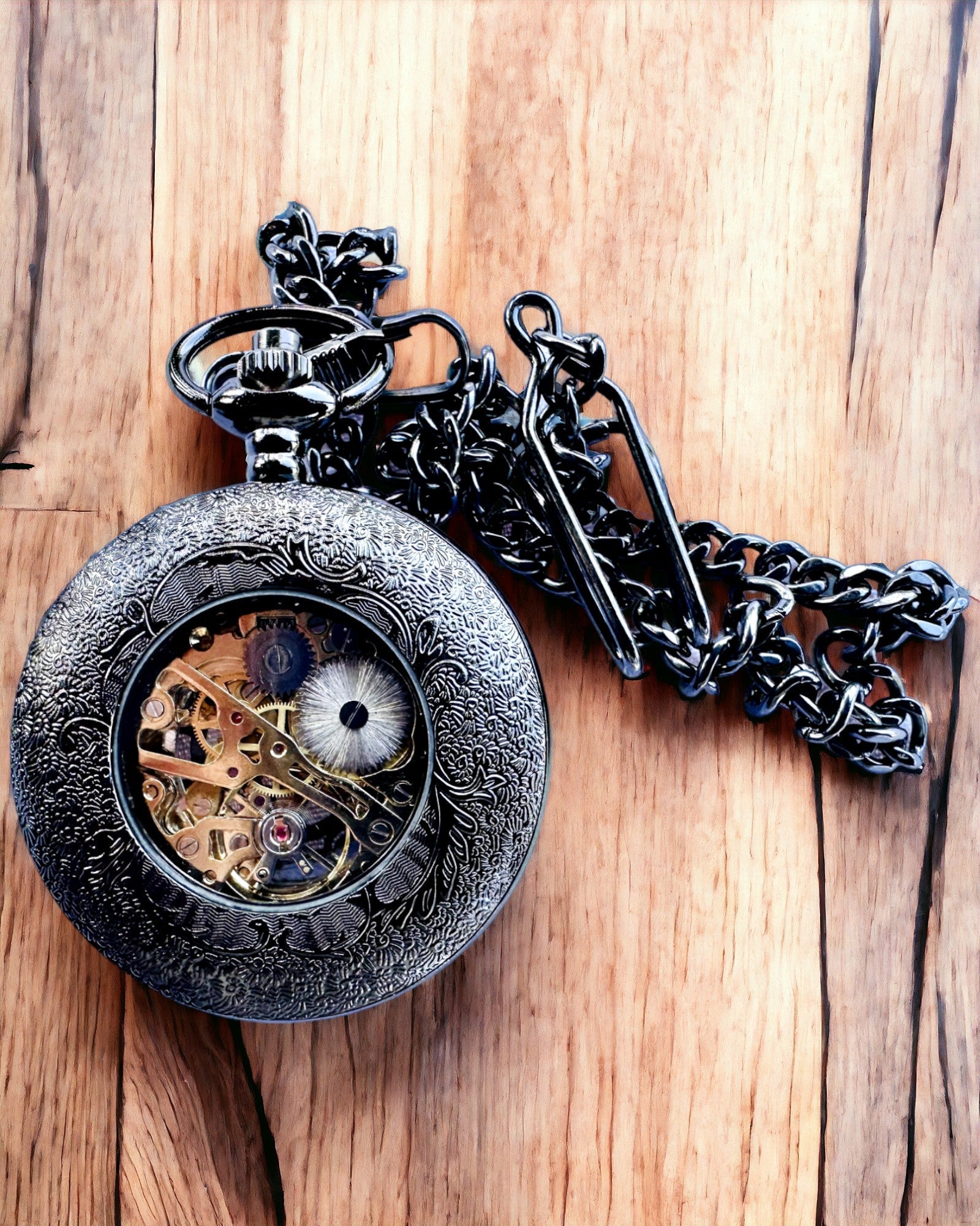 Pocket Watch "Eterna Elegance", personalized gift, engraving. Black color