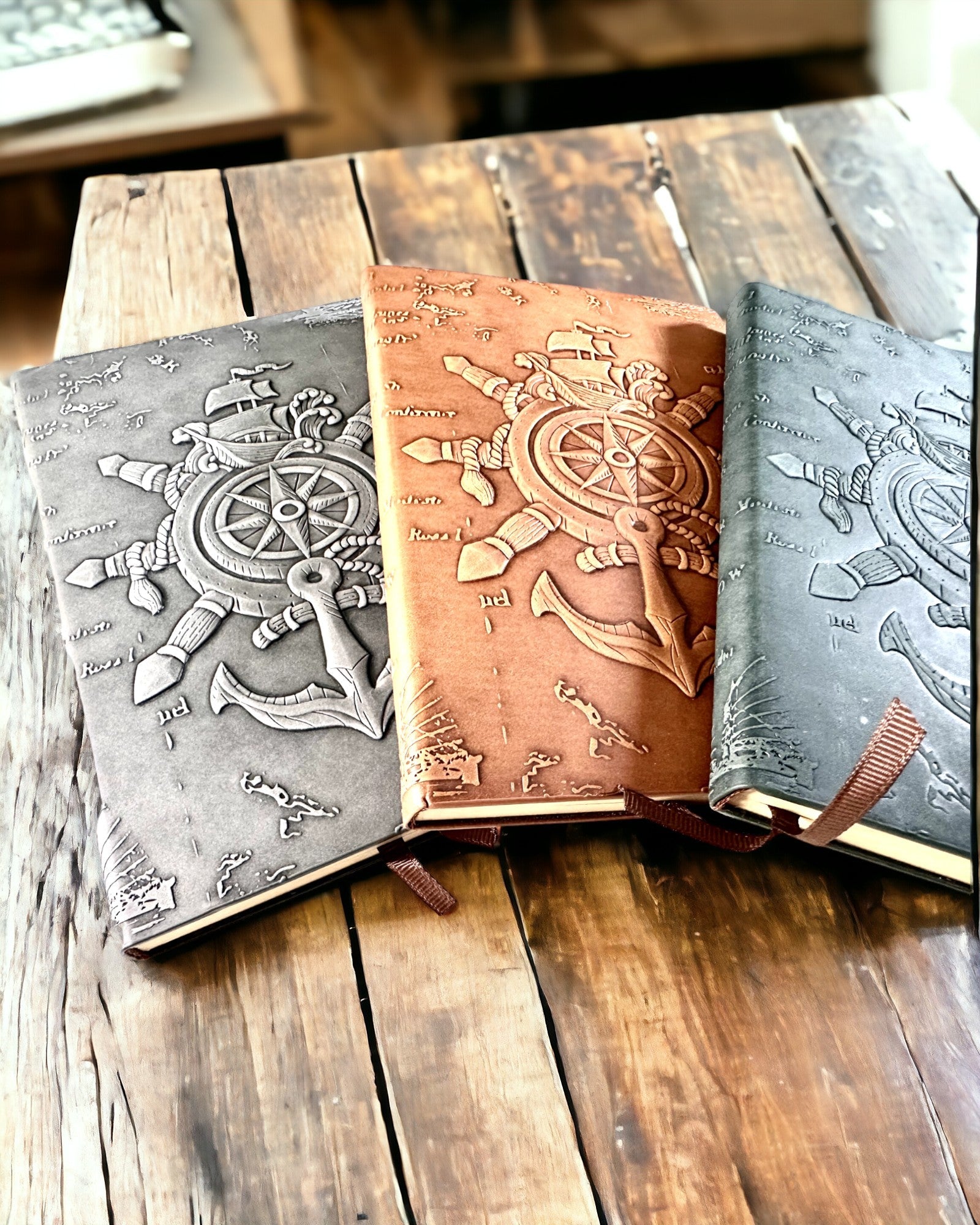 Carnets à thème nautique "Nautica" avec option de personnalisation par gravure, pour cadeau