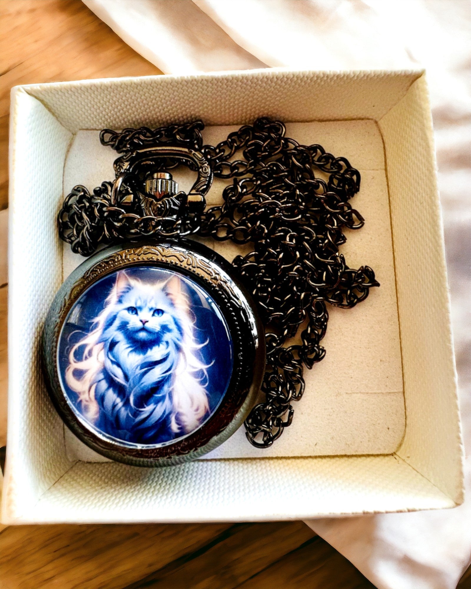 Montre de Poche "Chatte Stellaire" avec Gravure Personnalisable, 2 variantes de couleur au choix