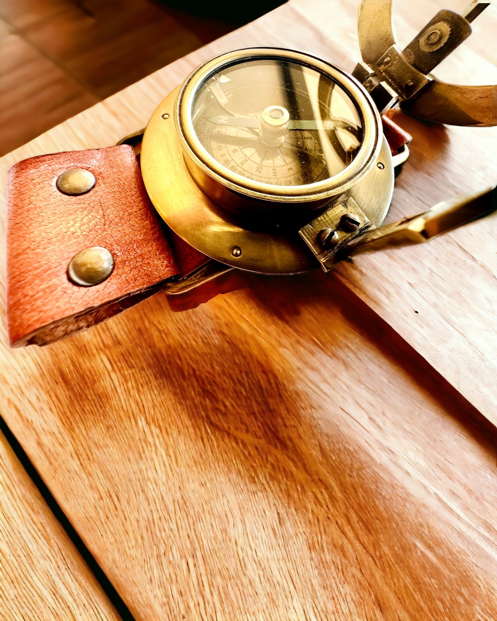 Montre Solaire "Compas Antique", montre-bracelet avec compas, possibilité de personnalisation par gravure