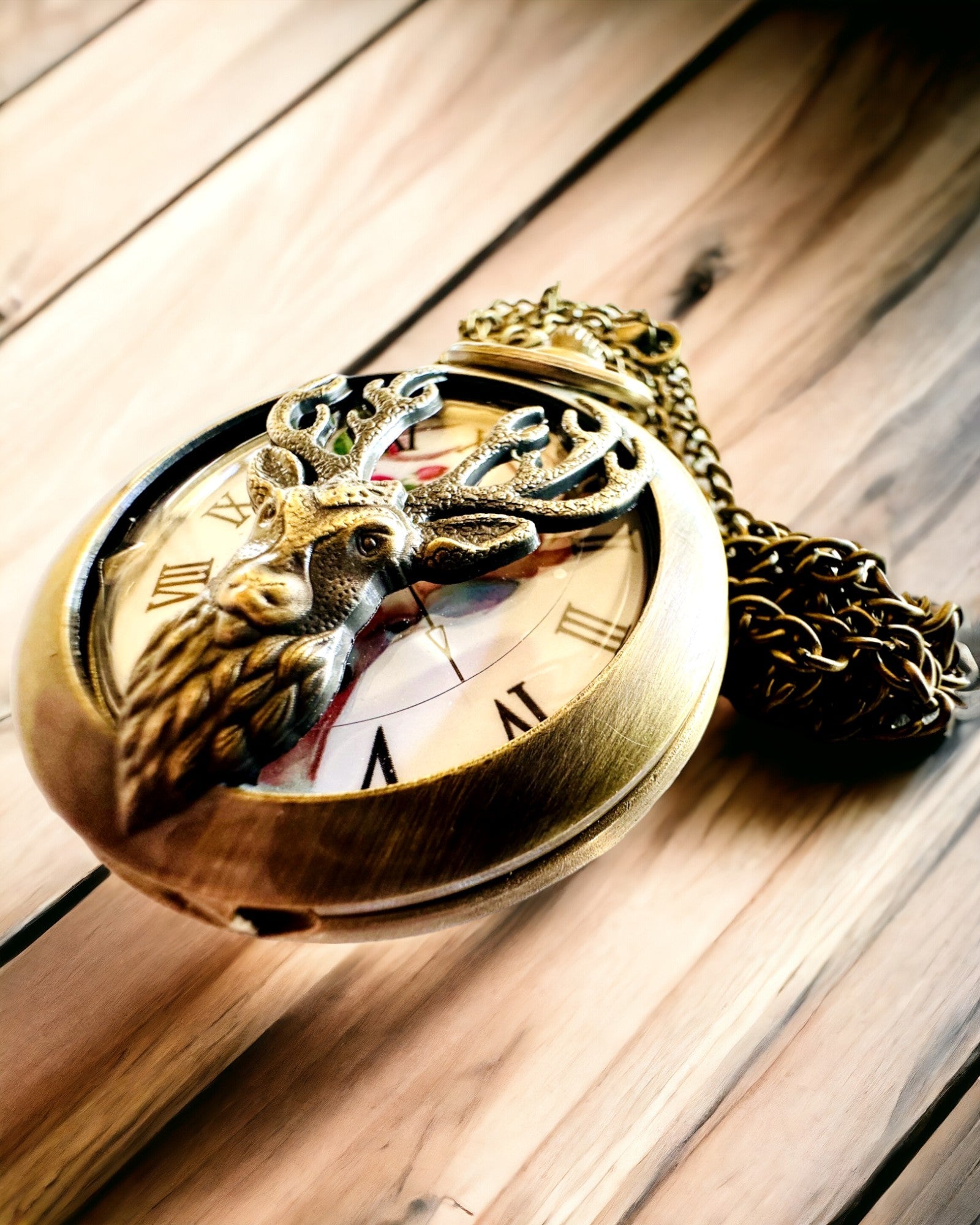 Montre de poche Gardien de la Forêt - Élégante montre avec motif de cerf, possibilité de personnalisation par gravure