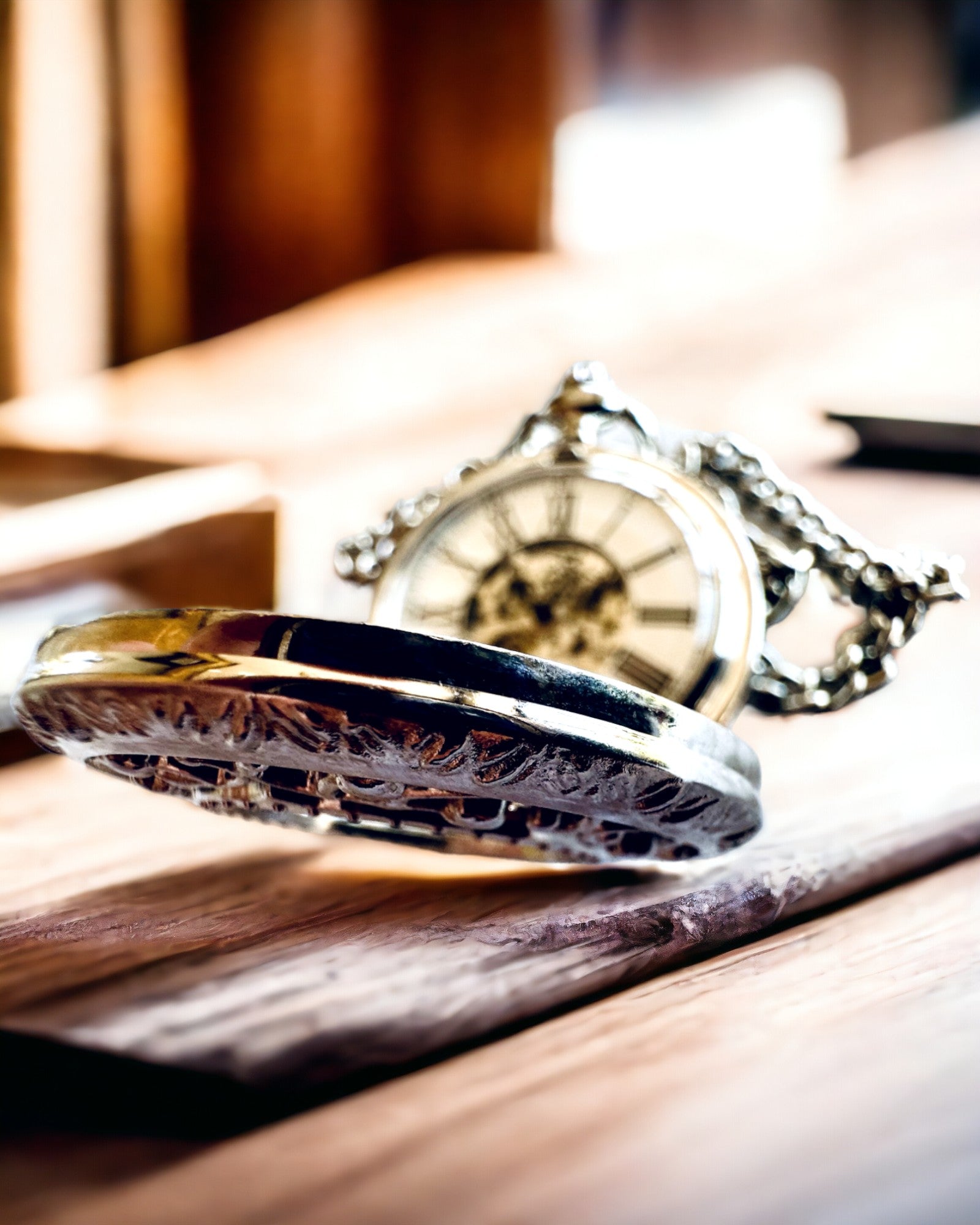 Silver pocket watch "Vintage Elegance" with personalization option by engraving