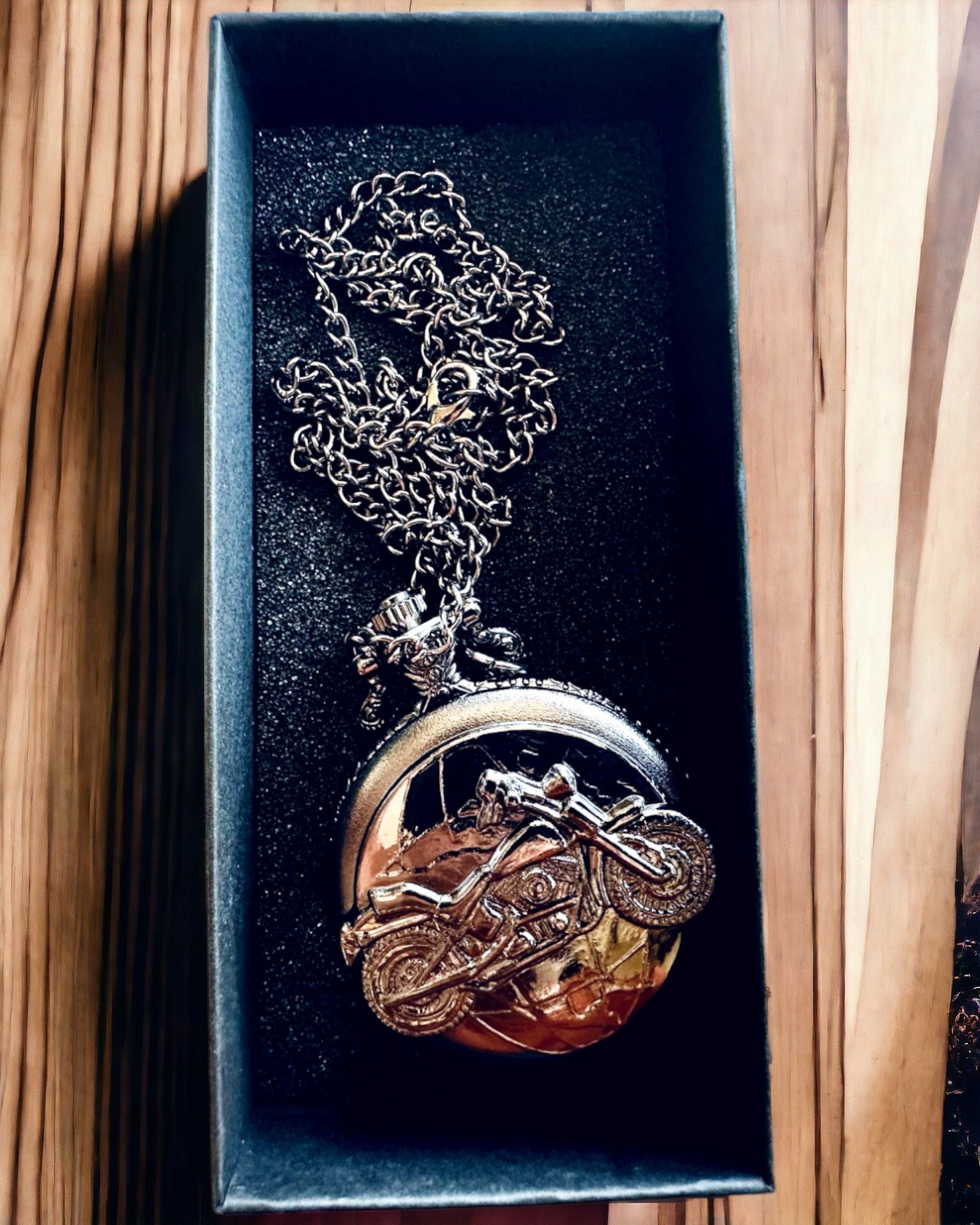 Elegant Pocket Watch Motorcycle Passion, personalization with engraving available