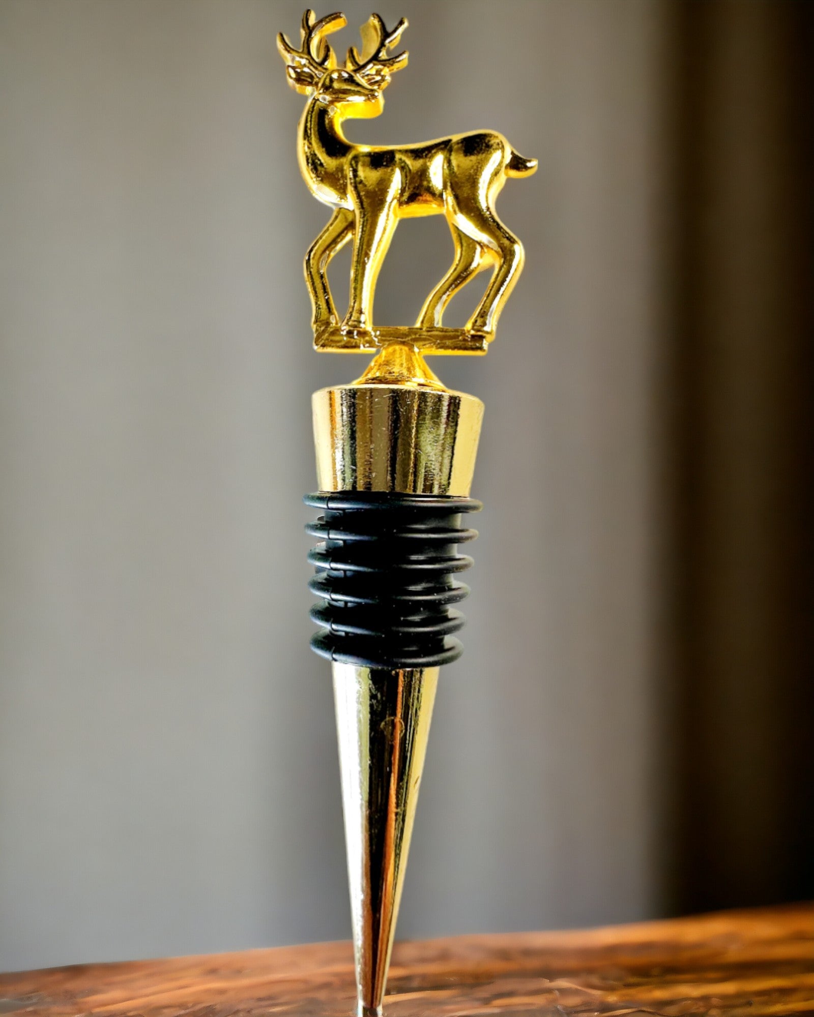 Exclusive Metal Wine Stopper with Deer - Elegant and Functional, customizable with engraving