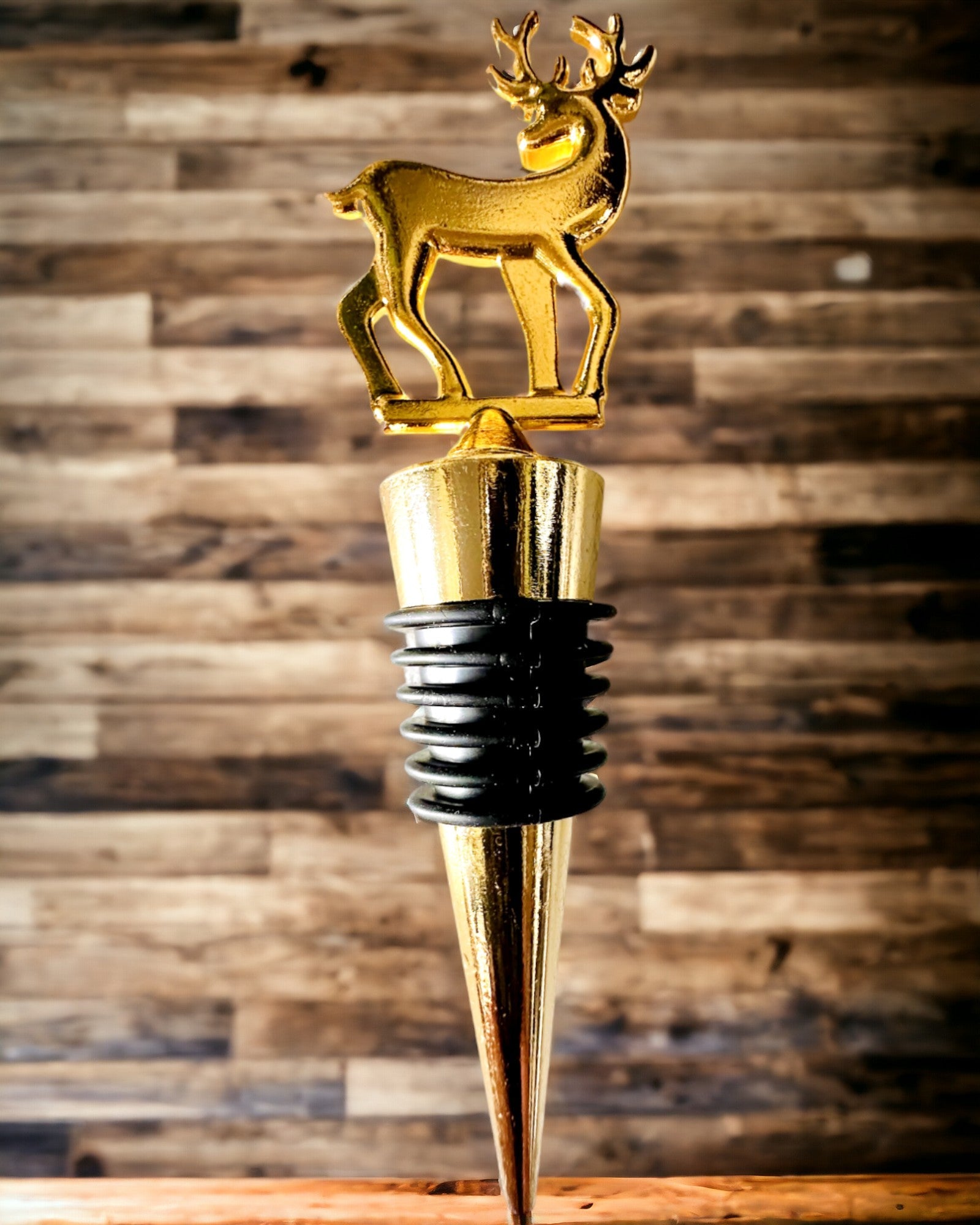 Exclusive Metal Wine Stopper with Deer - Elegant and Functional, customizable with engraving