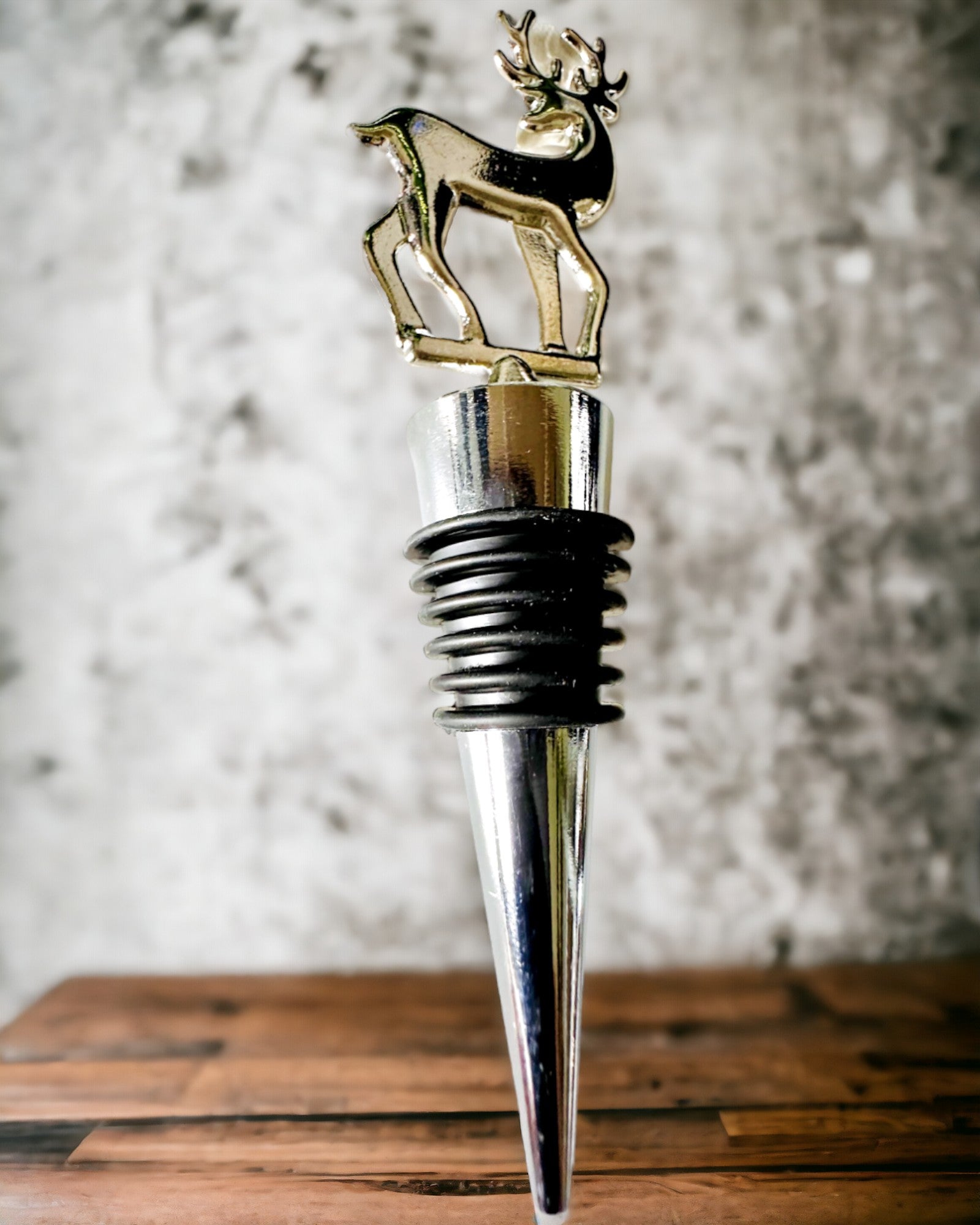 Exclusive Metal Wine Stopper with Deer - Elegant and Functional, customizable with engraving