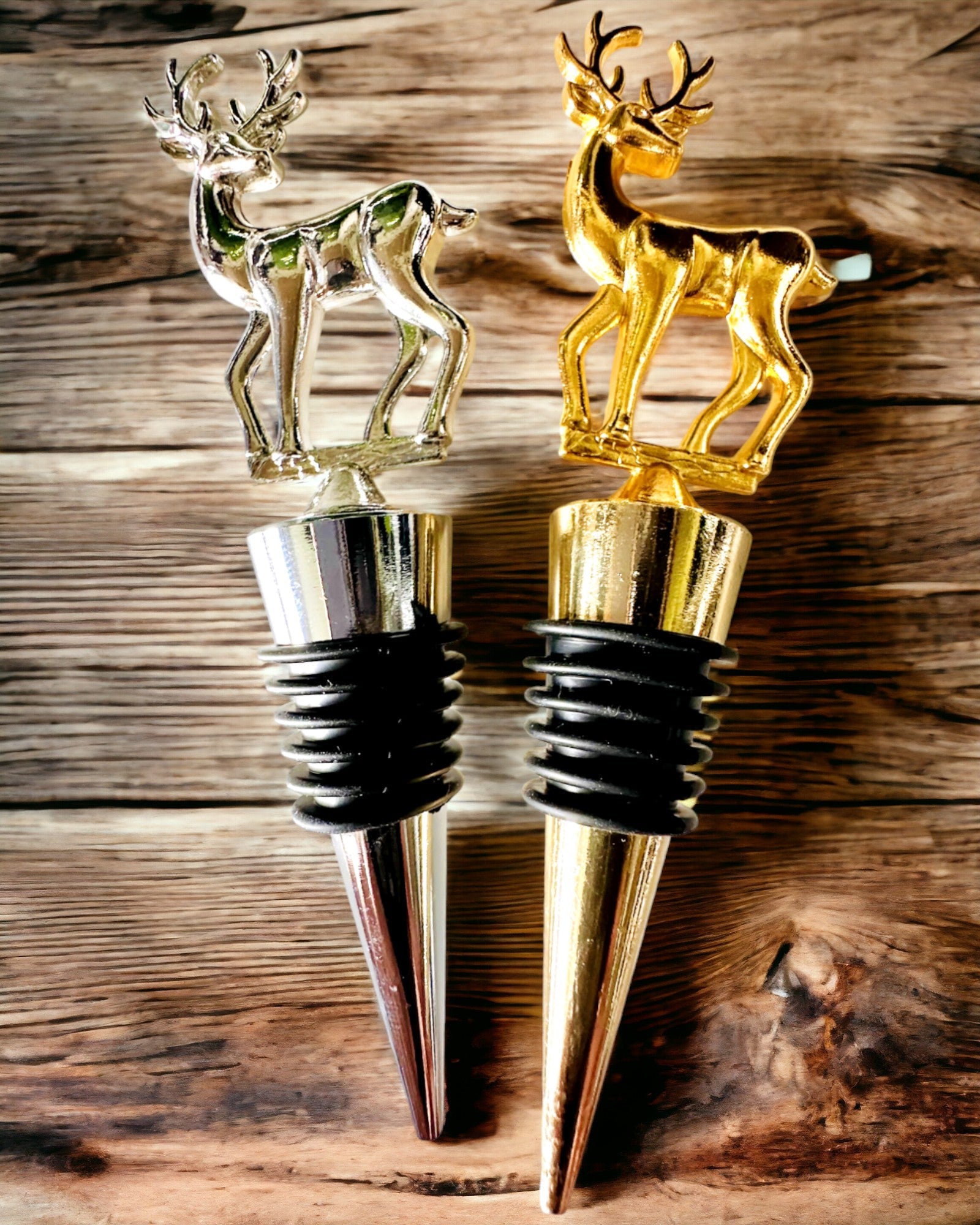 Exclusive Metal Wine Stopper with Deer - Elegant and Functional, customizable with engraving