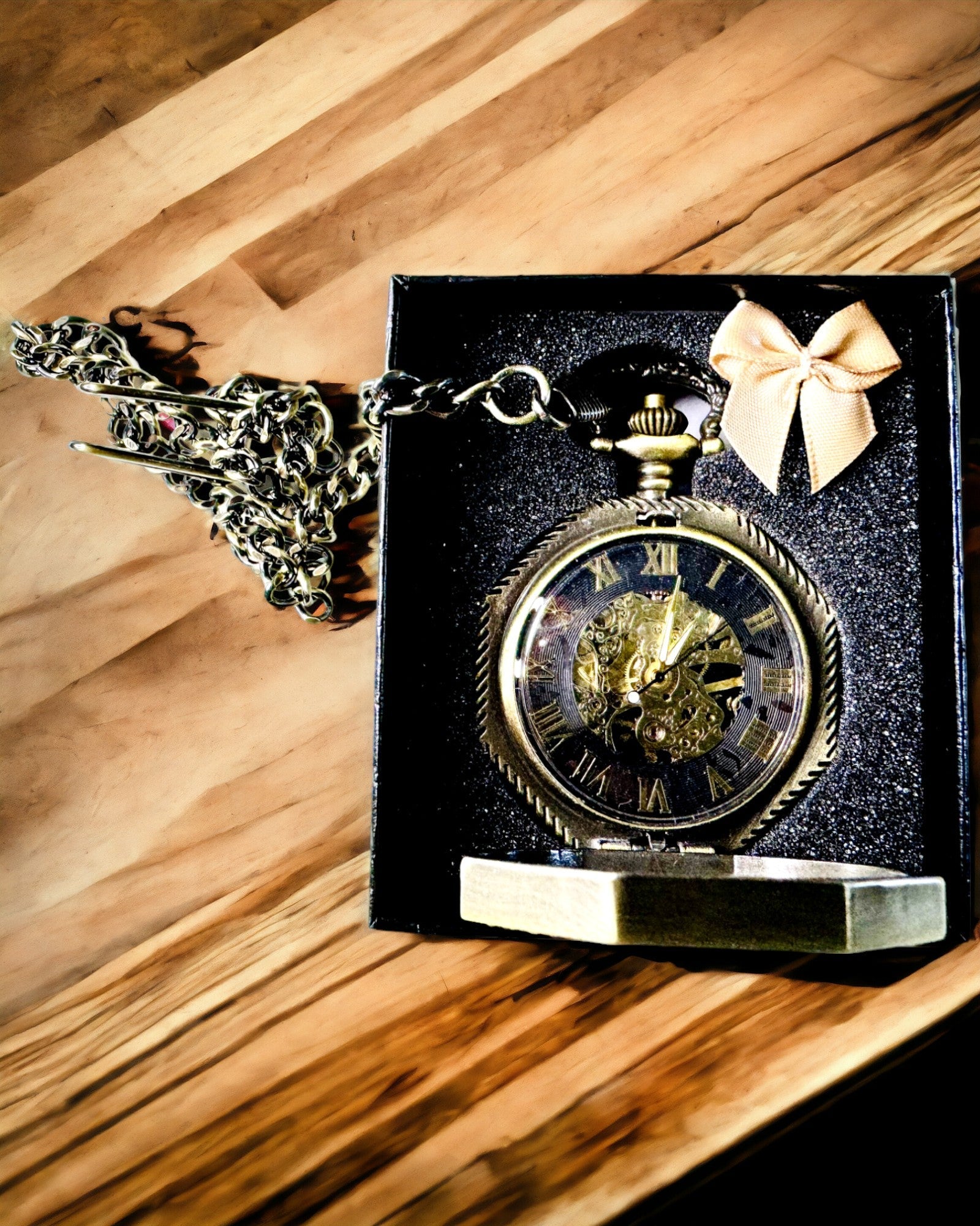 Montre de Poche Mécanique Classique Octogonale Couleur Marron Style Steampunk - Intemporel