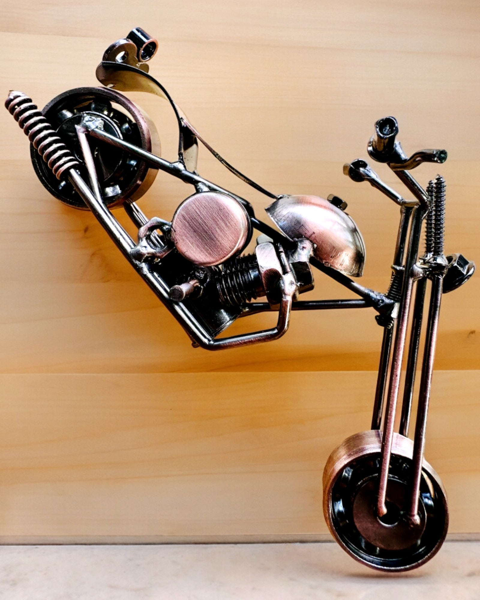 Handgemaakt Motorfietsmodel van ijzer, Chopper, personalisatie, gravure als cadeau