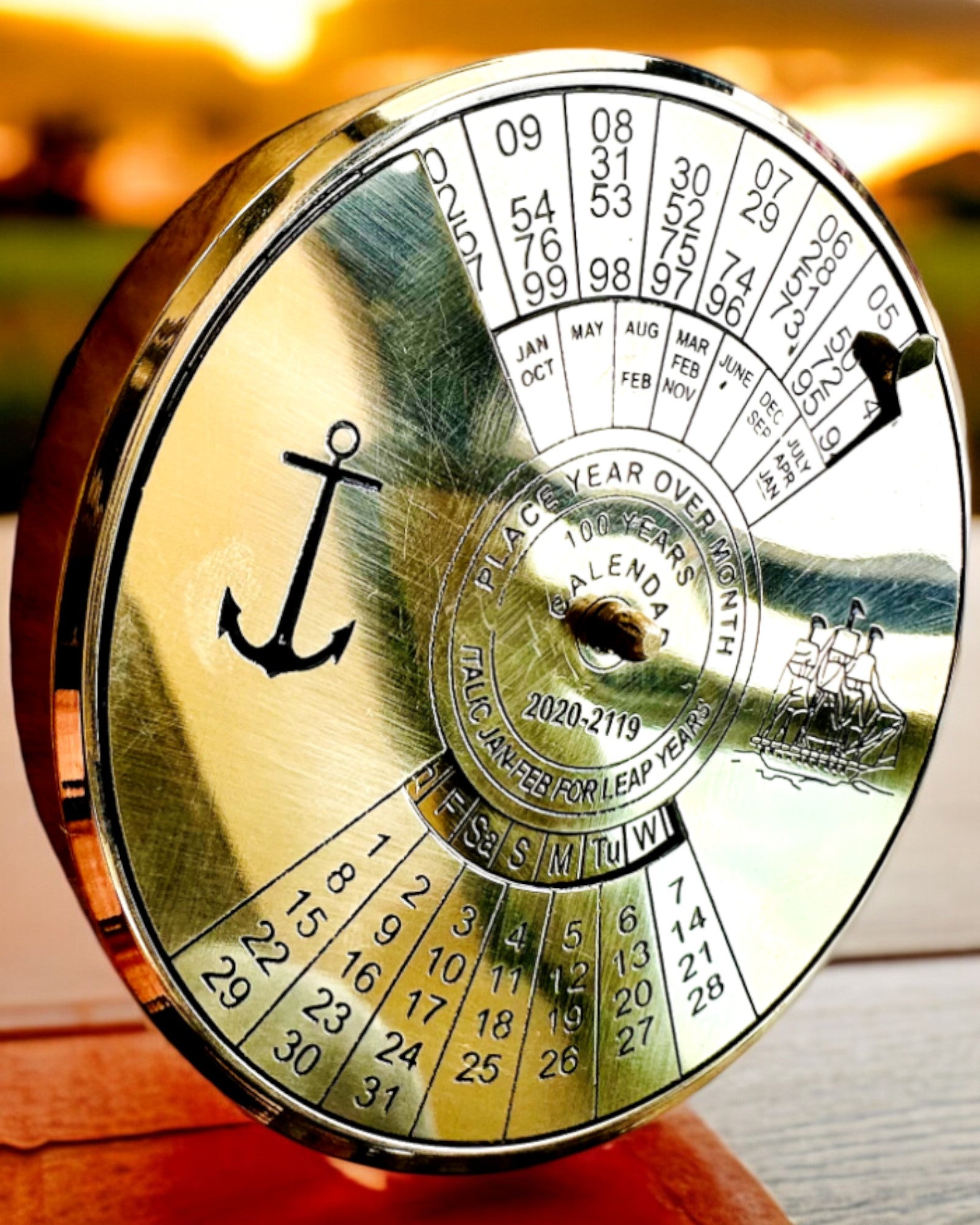 Calendrier de l’Éternité Navigation Maritime – Calendrier en laiton 100 ans – gravure possible pour cadeau