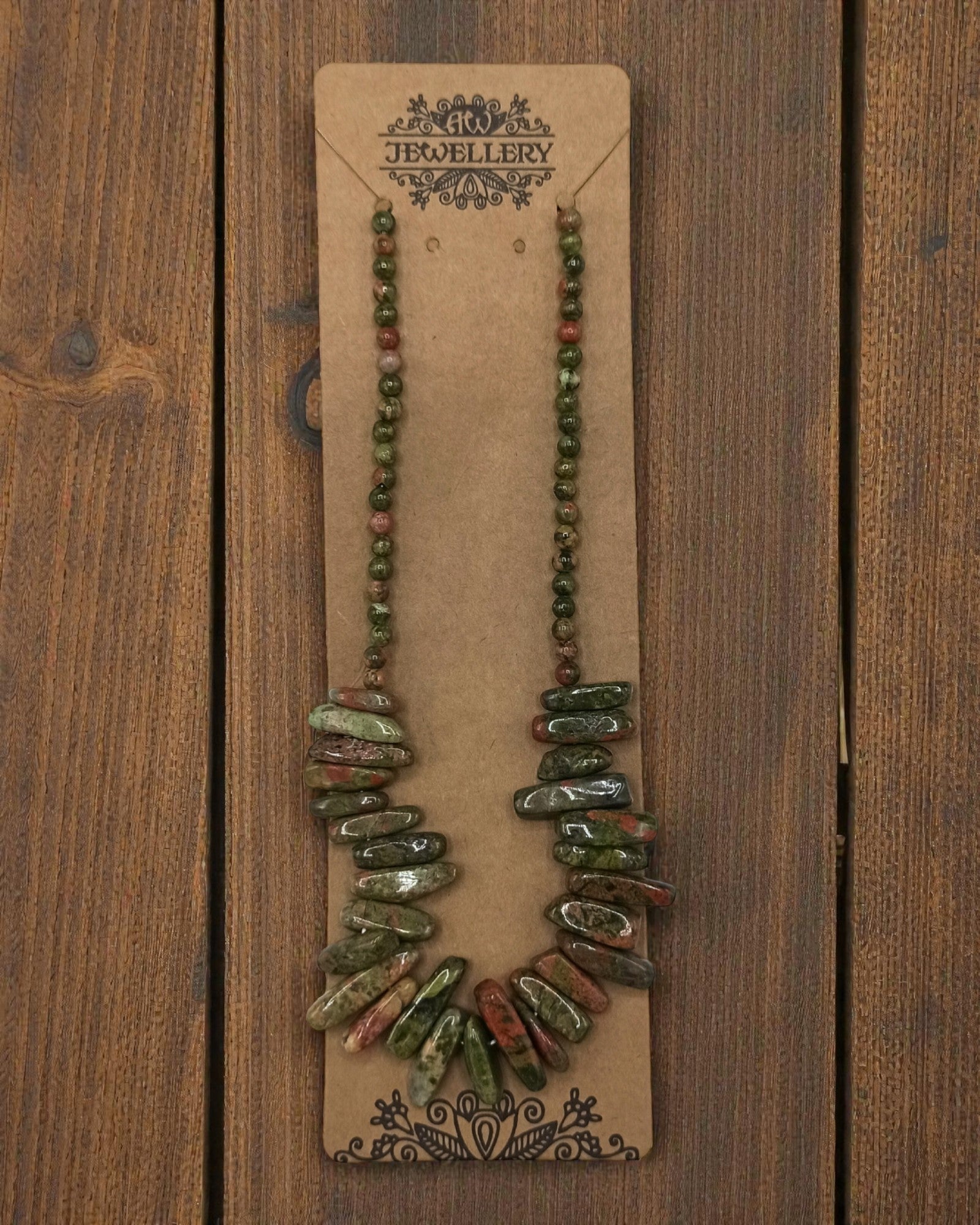 Forest Harmony – Necklace of Long Moss Agate Stones