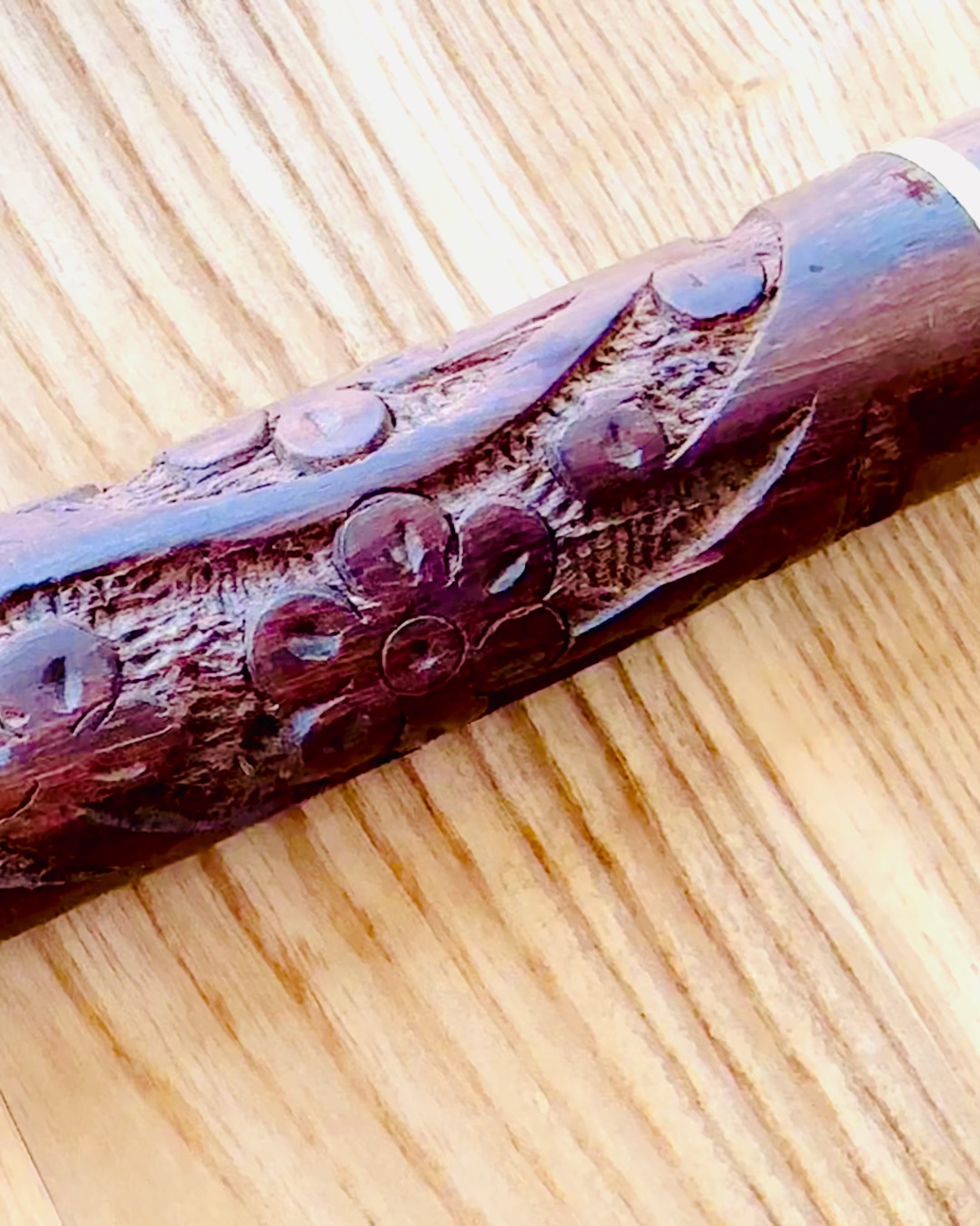 Canne de Voyage Sculptée à la Main, pour la marche "Królewski Wędrowiec" en couleur marron avec motifs