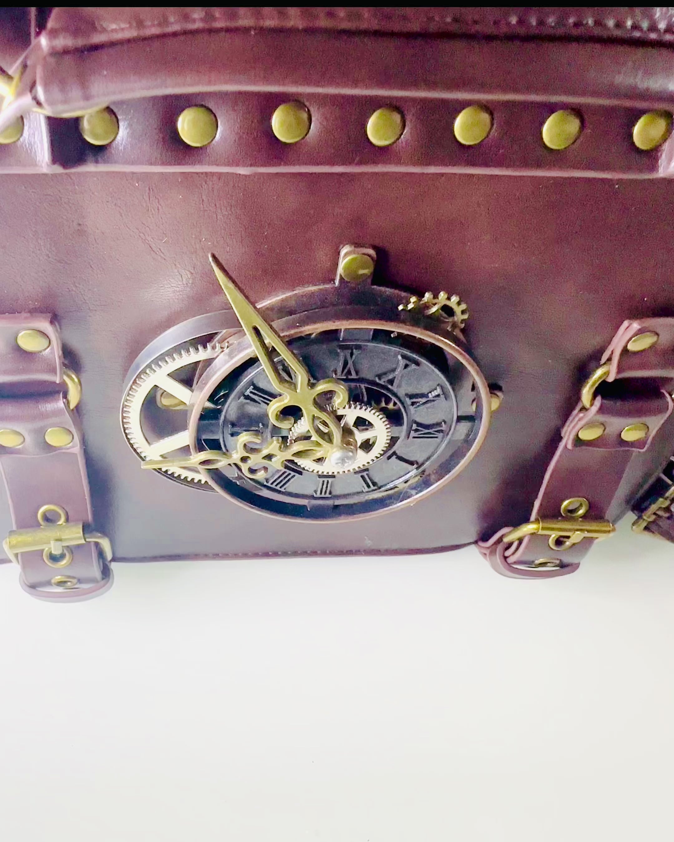 Sac Bandoulière avec Motif Horloge Vintage - Sacoche Polyvalente avec Texture en Cuir PU
