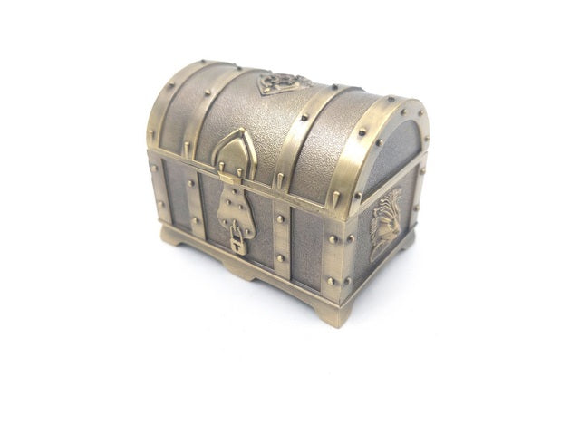 Skrzynia Skarbów Metalowa Retro z Grawerem - złota Kasetka 7x5x5 cm