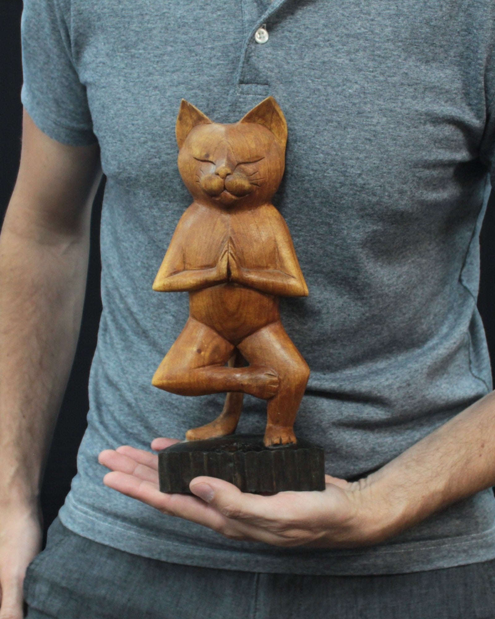 Kattensculptuur – Yoga 2 Eén Been 30 cm