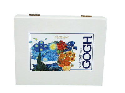 Zestaw 6 łyżeczek powlekanych 24K złotem z 1 łyżeczką do cukru - V. van Gogh, mix, możliwość personalizacji grawerem, eleganckie opakowanie na prezent, wymiary 13 cm