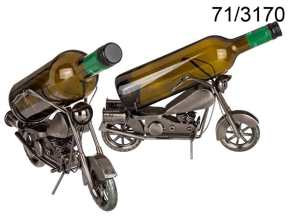 Metalowy stojak na wino - motocykl, możliwość personalizacji grawerem