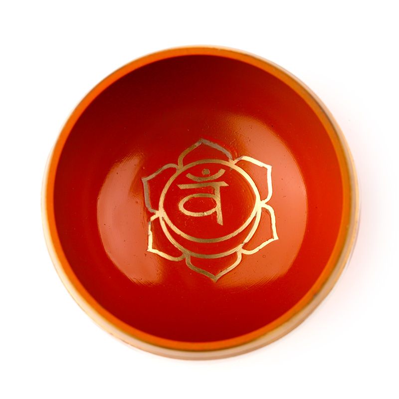 Bol chantant, chakra orange, personnalisation possible par gravure, bol sonore en métal, idéal comme cadeau, diamètre 10 cm, hauteur 5 cm