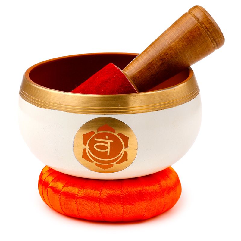 Bol chantant, chakra orange, personnalisation possible par gravure, bol sonore en métal, idéal comme cadeau, diamètre 10 cm, hauteur 5 cm