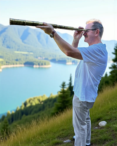 Lunette Royale "Voyager 1818" – Exclusive, en Laiton, 83 cm, faite à la main, étui en Cuir Véritable – Édition de Collection, personnalisation par gravure pour cadeau