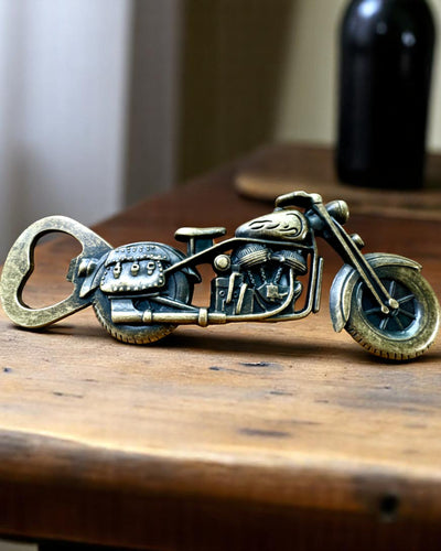 Motorcycle-shaped bottle opener - personalized engraving for a gift
