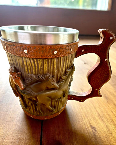 Tasse avec motif de chevaux, 330 ml, possibilité de personnalisation par gravure pour cadeau