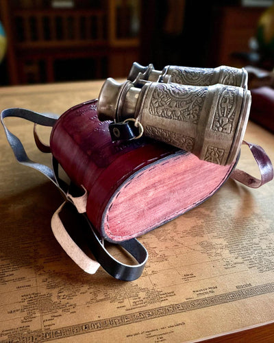 Jumelles avec étui en cuir Victorian's Eye, 11 cm en laiton, décorées à la main, personnalisation par gravure pour cadeau