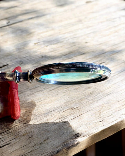 Messing Vergrootglas Navigator 1941 met Leren Etui – Handgemaakt, Premium, mogelijkheid tot personalisatie als cadeau