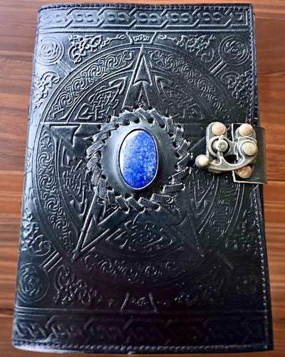 Journal Premium, Motif Antique, Carnet en Cuir "Chronique Magique" 200 pages, 2 variantes au choix, personnalisation par gravure