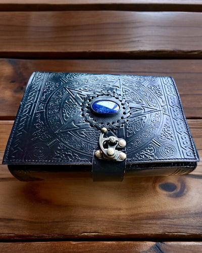 Journal Premium, Motif Antique, Carnet en Cuir "Chronique Magique" 200 pages, 2 variantes au choix, personnalisation par gravure