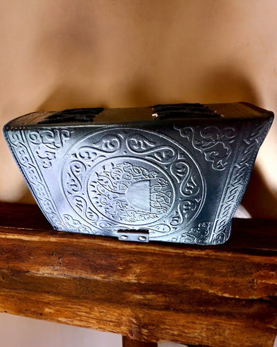 Journal Premium, Motif Antique, Carnet en Cuir "Chronique Magique" 200 pages, 2 variantes au choix, personnalisation par gravure