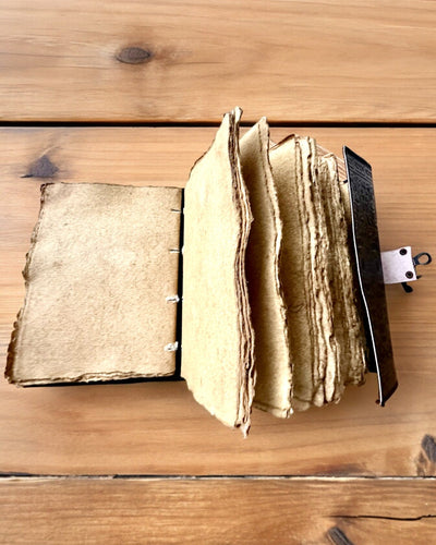 Journal Premium, Motif Antique, Carnet en Cuir "Chronique Magique" 200 pages, 2 variantes au choix, personnalisation par gravure