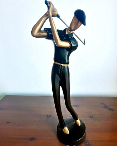 Beeldje van golfer "Swing Elegance", 24 cm hoog, decoratief met mogelijkheid tot gravure als cadeau