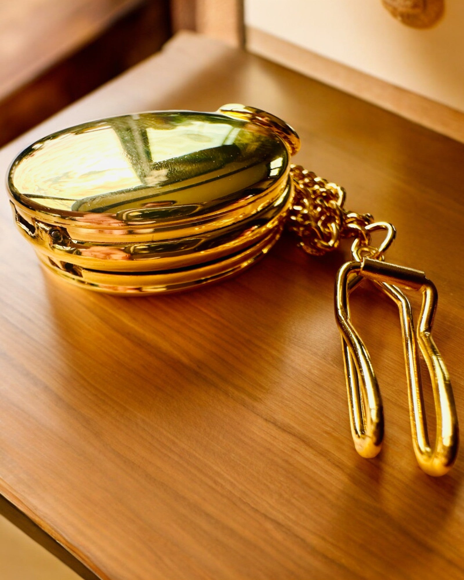 Grand Elegance Pocket Watch with Double Cover, Manual, Gold Color, with Engraving for Gift