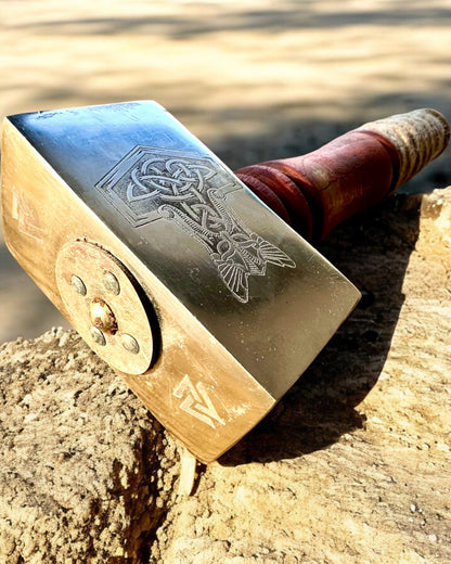 Młot Mjölnir Skaldów – 33 cm, Ręcznie Kuty Młot Wikingów z Opcją Grawerowania