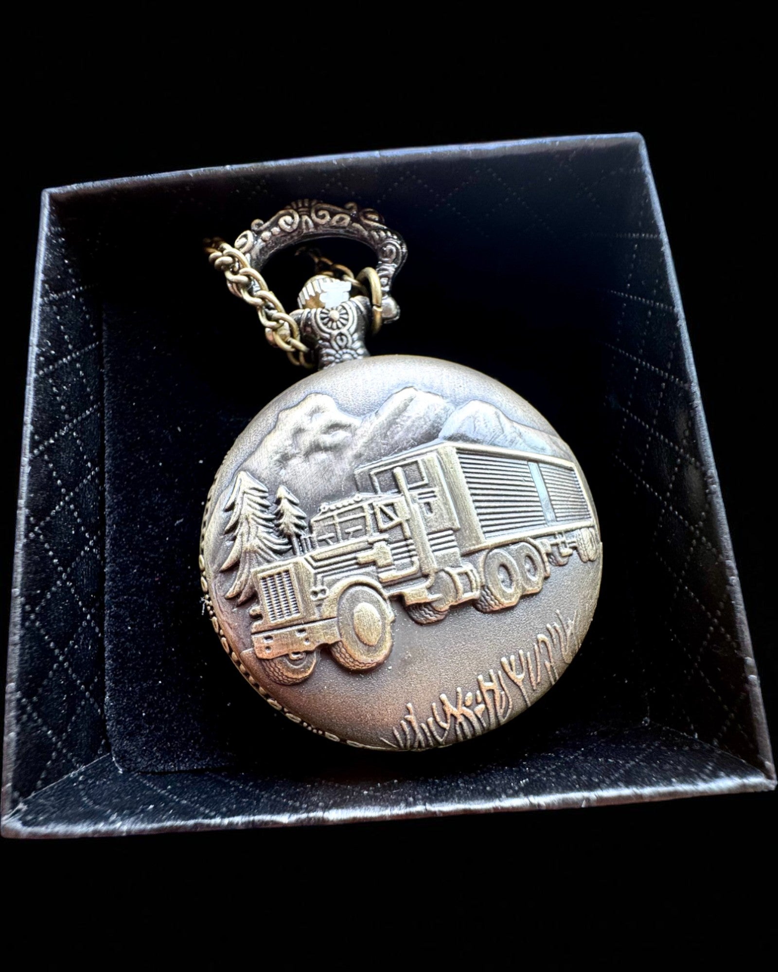 Montre de Poche « Road King » – avec motif de Camion, avec gravure, pour cadeau