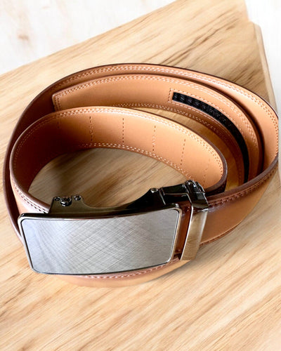 Ceinture Homme Marron avec Boucle Automatique, possibilité de personnalisation par gravure pour cadeau
