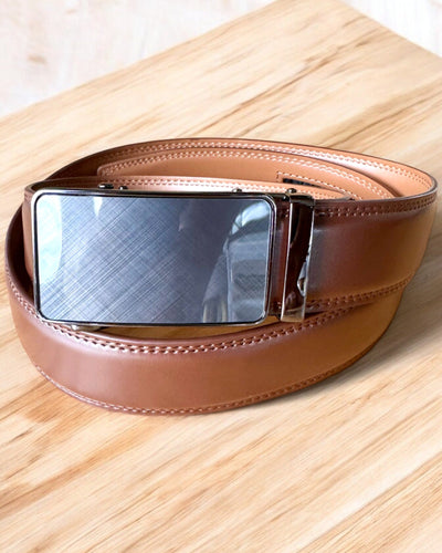 Ceinture Homme Marron avec Boucle Automatique, possibilité de personnalisation par gravure pour cadeau