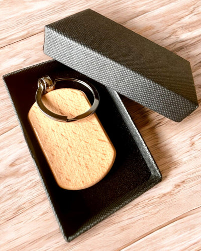 Elegant Wooden Keychain with Custom Engraving – Perfect as a Gift
