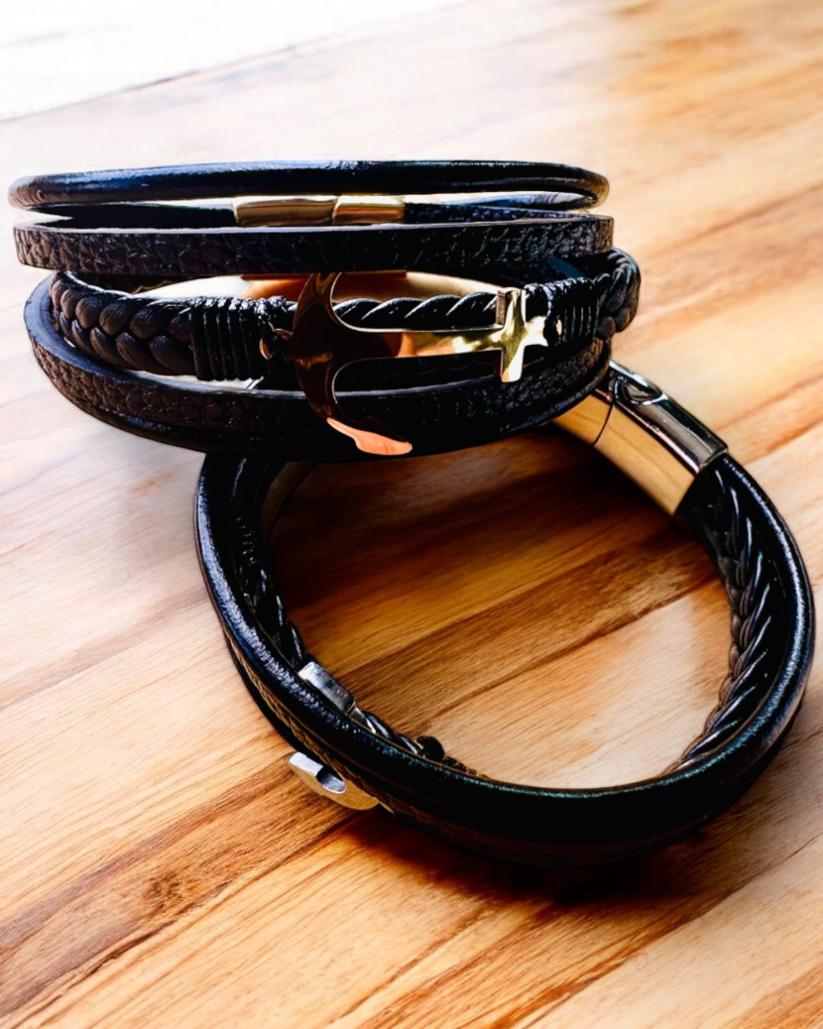 Bracelet homme "Ancre d'Élégance" avec option de gravure pour cadeau
