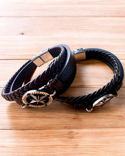 Armband "Compass Adventure" - mogelijkheid tot personalisatie met gravure als cadeau, 2 kleuropties om uit te kiezen