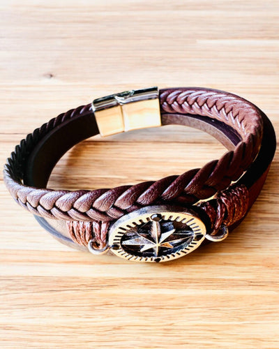 Armband "Compass Adventure" - mogelijkheid tot personalisatie met gravure als cadeau, 2 kleuropties om uit te kiezen