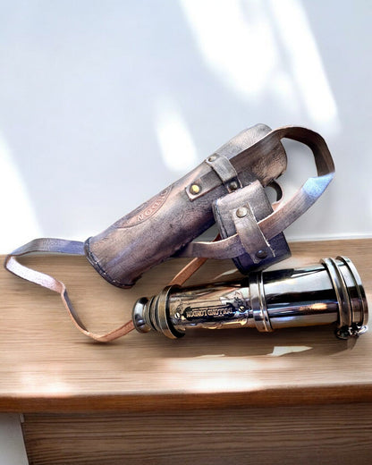 Premium Luneta "Voyager" met Gegraveerde Telescoop en Etui van Echt Leer, mogelijkheid tot personalisatie met gravure als cadeau