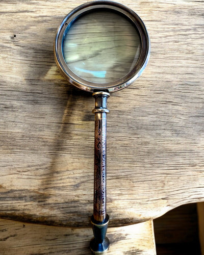 Messing Vergrootglas Navigator 1941 met Leren Etui – Handgemaakt, Premium, mogelijkheid tot personalisatie als cadeau