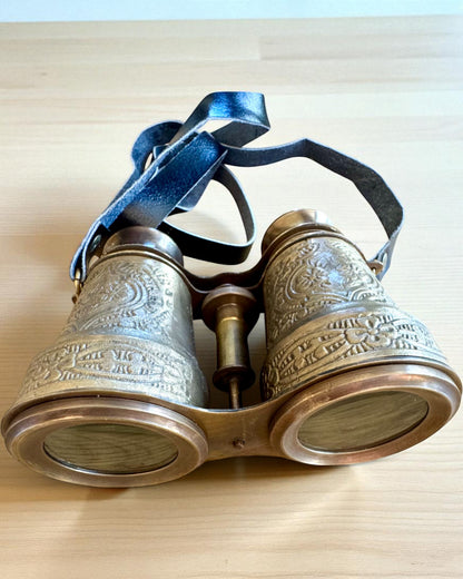 Fernglas mit Ledertasche Victorian's Eye, 11 cm Messing, Handverziert, Personalisierung mit Gravur als Geschenk